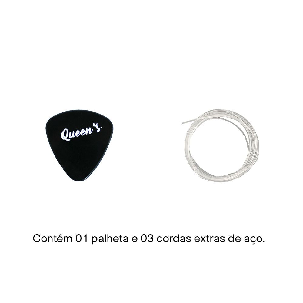 Violão Musical Para Iniciantes Acústico Queen's Preto Cordas de Nylon Violão Musical Para Iniciantes Acústico Queen's Preto Cordas de Nylon